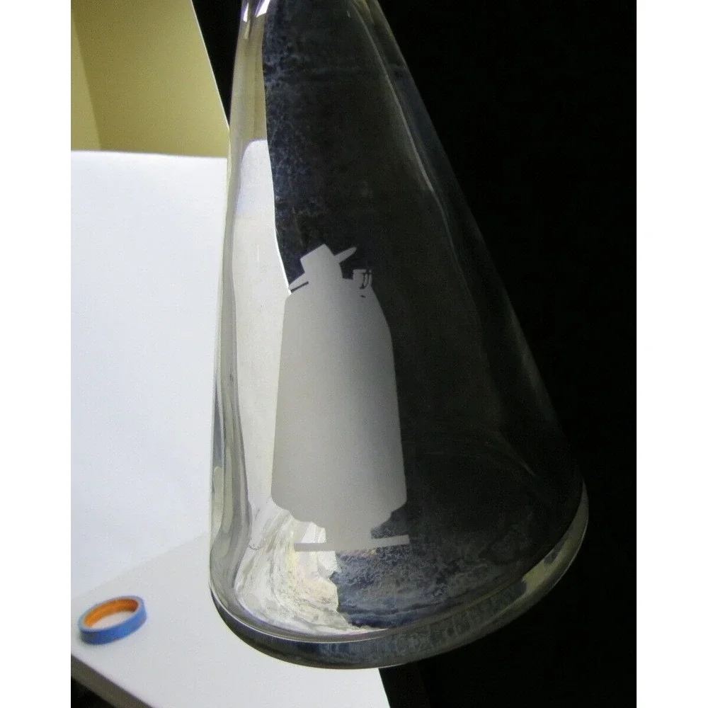 Vintage Wine Porto Sandeman White Silhouette Etch Logo Glass Decanter Carafe (C)